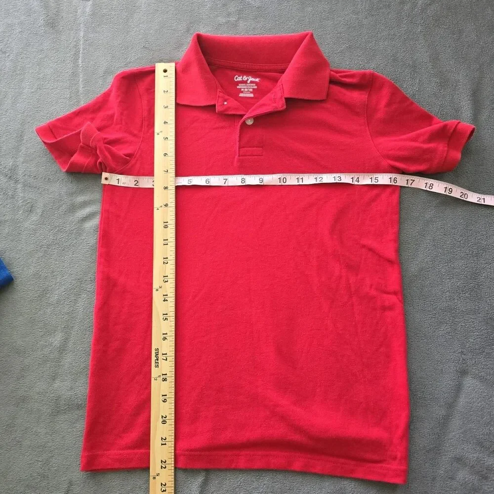 Cat & Jack Boys Short Sleeve Polo School Uniform Bundle Red Blue Size 8/10